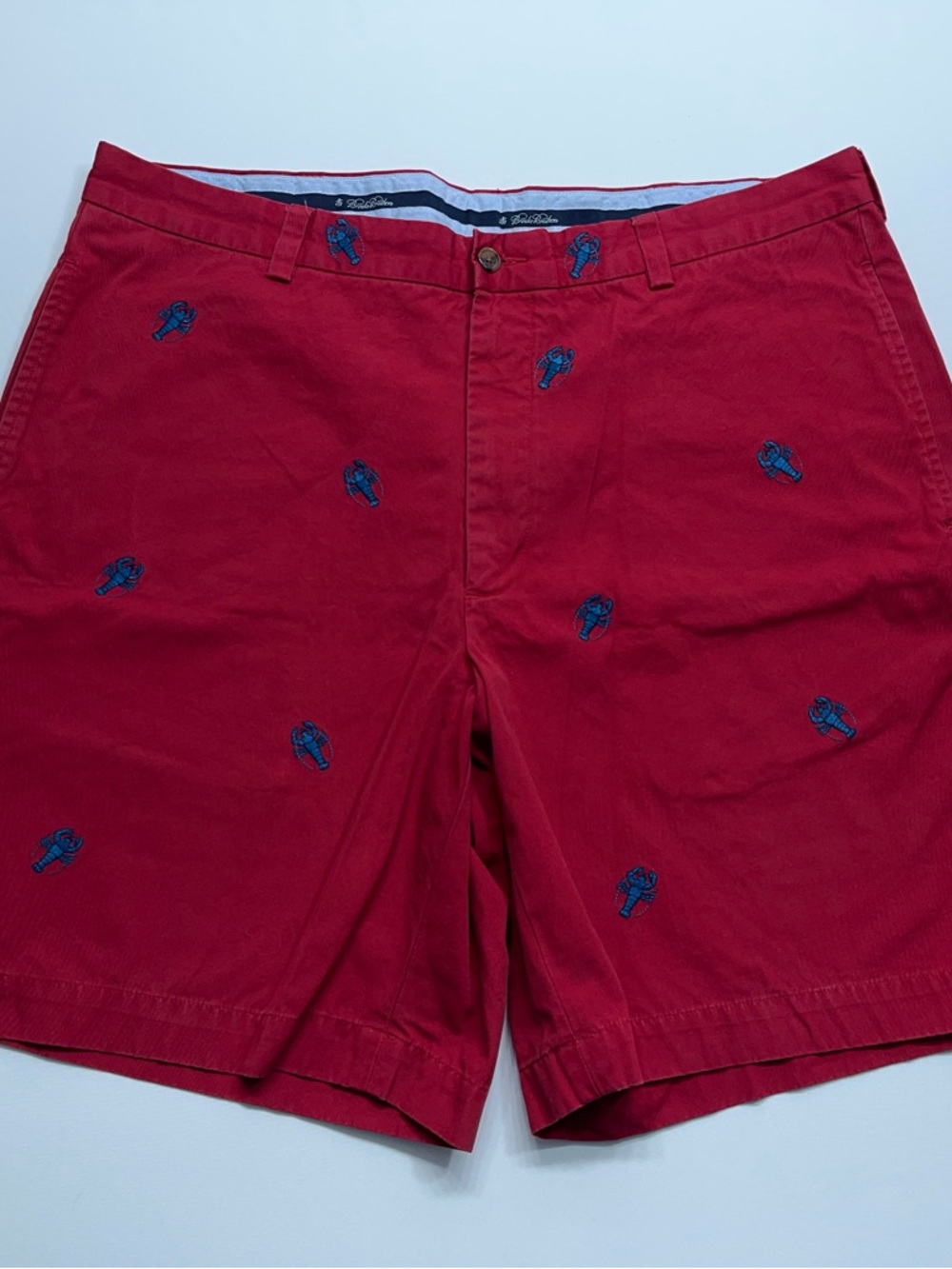 Brooks Brothers Lobster Shorts Mens Size 38 Red Golf Resort 9” Inseam Preppy